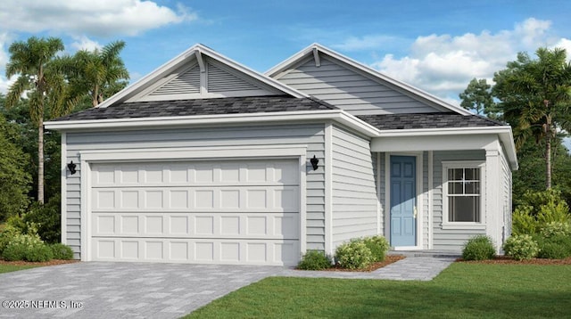 100 Round Robin Run, Saint Johns, FL 32259 - view of front facade with driveway, a front yard, roof with shingles, and a garage