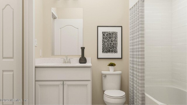 100 Round Robin Run, Saint Johns, FL 32259 - bathroom featuring toilet, vanity, and shower / bath combination with curtain