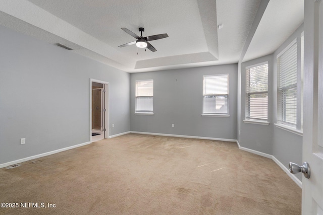 4916 Creek Bluff Ln, Middleburg, FL 32068 - unfurnished room featuring light colored carpet, a ceiling fan, baseboards, and a tray ceiling