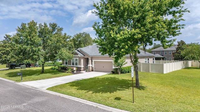 3172 Treeside Ln, Green Cove Springs, FL 32043 - view of front of home with stucco siding, driveway, a garage, and stone siding