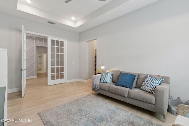 101 Bucktail Ave, Ponte Vedra, FL 32081 - living area featuring french doors, ceiling fan, light wood-style floors, and recessed lighting