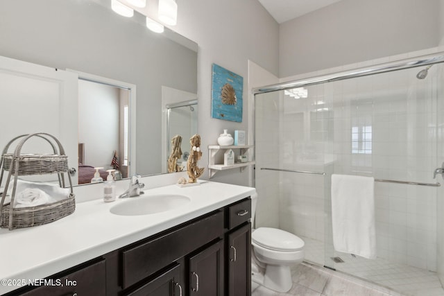 101 Bucktail Ave, Ponte Vedra, FL 32081 - bathroom with vanity, a shower stall, and tile patterned flooring
