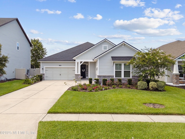 101 Bucktail Ave, Ponte Vedra, FL 32081 - craftsman-style home featuring stone siding, a garage, driveway, and a front lawn