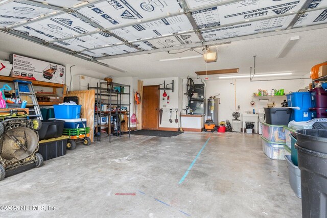 2910 Yule Tree Dr, Edgewater, FL 32141 - garage with electric water heater and a garage door opener