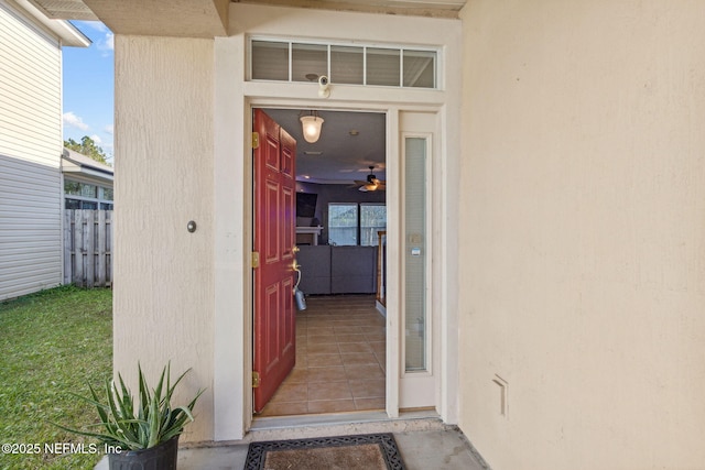 96290 Coral Reef Rd, Yulee, FL 32097 - doorway to property featuring stucco siding