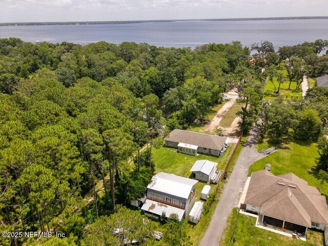 4966 Harvey Grant Rd, Fleming Island, FL 32003 - drone / aerial view of a nearby body of water and a heavily wooded area