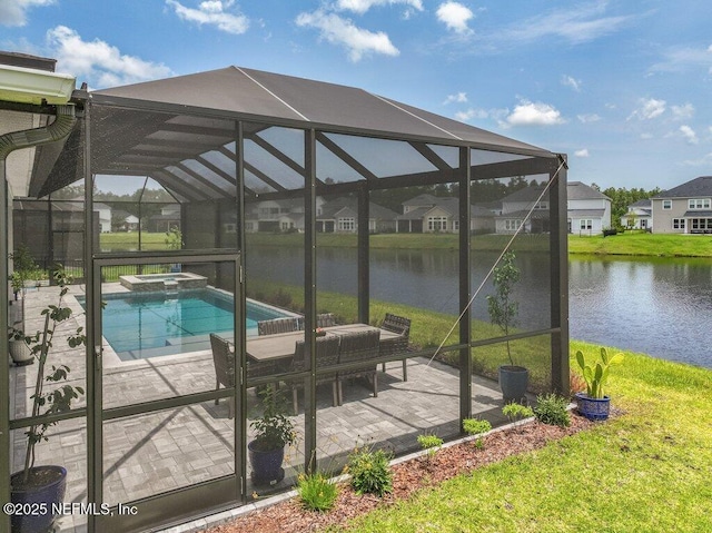 105 Awlleaf Ct, Saint Augustine, FL 32095 - outdoor pool featuring an in-ground hot tub, a water view, a lawn, and a patio