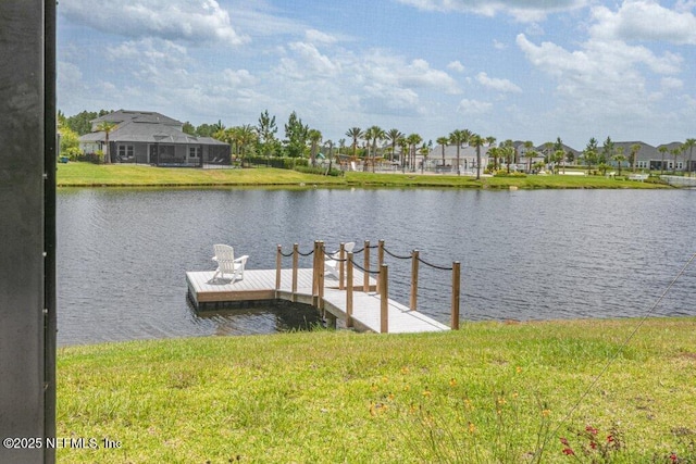 105 Awlleaf Ct, Saint Augustine, FL 32095 - dock featuring a water view, a residential view, and a lawn