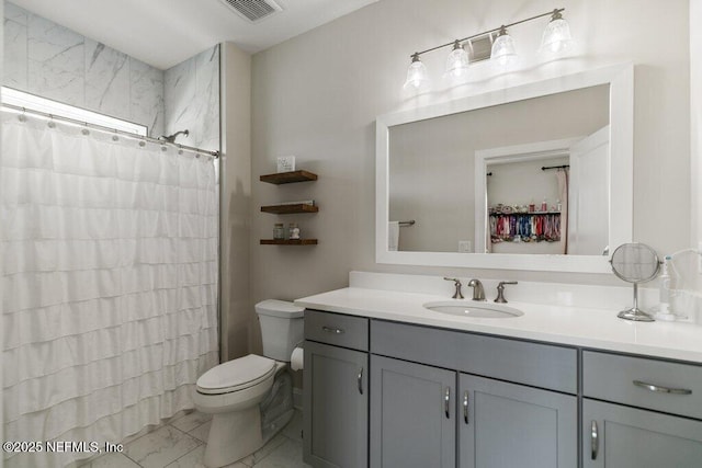 105 Awlleaf Ct, Saint Augustine, FL 32095 - full bathroom featuring marble finish flooring, vanity, and a shower with curtain