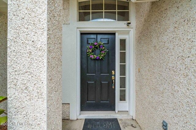 1608 Rustling Dr, Fleming Island, FL 32003 - doorway to property with stucco siding