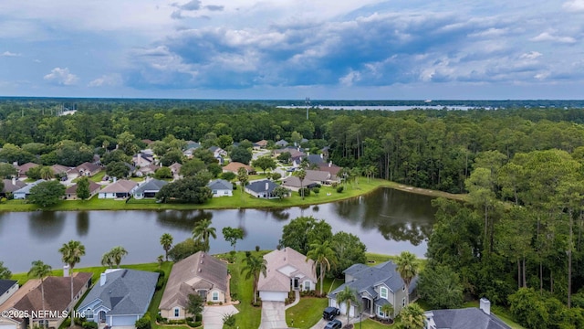 1608 Rustling Dr, Fleming Island, FL 32003 - aerial view of property and surrounding area with nearby suburban area, a large body of water, and a forest