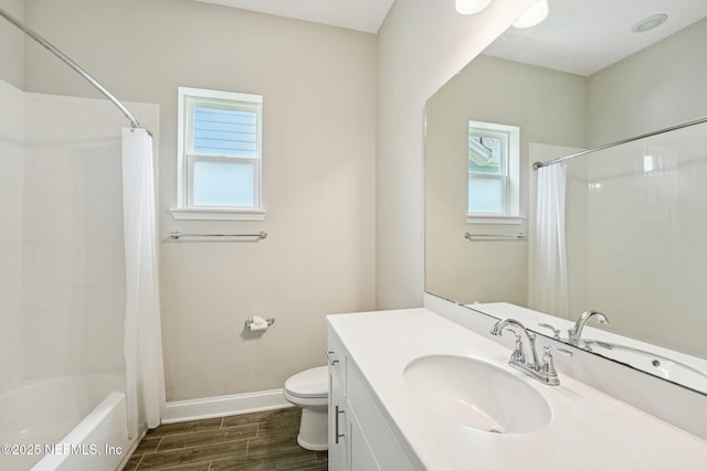 68 Briar Ridge Ct, Ponte Vedra, FL 32081 - bathroom featuring healthy amount of natural light, vanity, wood finished floors, and shower / bath combo with shower curtain