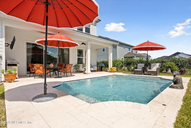 37 Permit Ct, Saint Augustine, FL 32092 - view of pool with a patio, area for grilling, and a ceiling fan