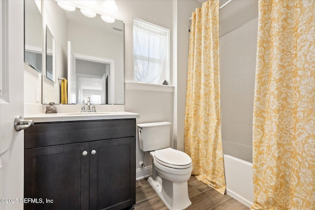 37 Permit Ct, Saint Augustine, FL 32092 - full bathroom with wood finished floors, vanity, and shower / bath combination with curtain