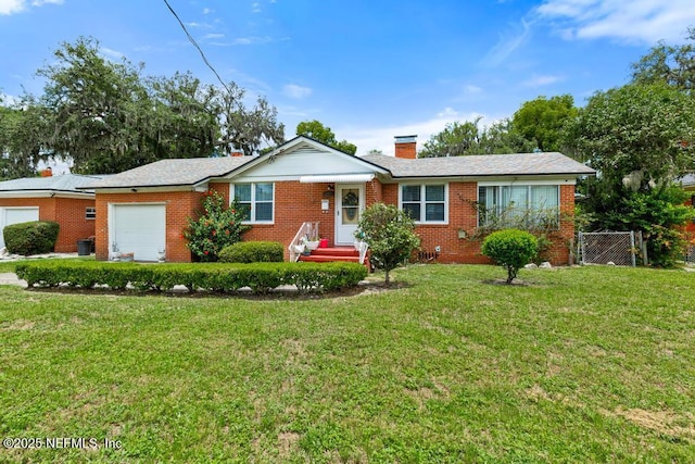433 W 70th St, Jacksonville, FL 32208 - ranch-style home with a garage, a chimney, and brick siding