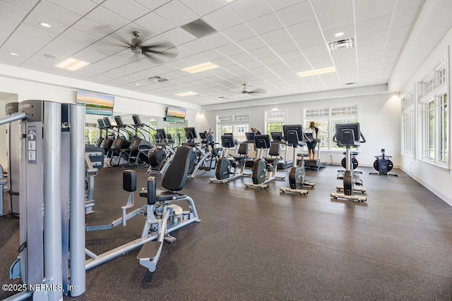 795 Shetland Dr, Saint Johns, FL 32259 - gym featuring a paneled ceiling and ceiling fan