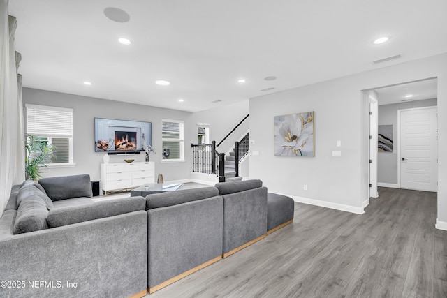 194 Napo Way, Saint Johns, FL 32259 - living area with stairs, wood finished floors, and recessed lighting