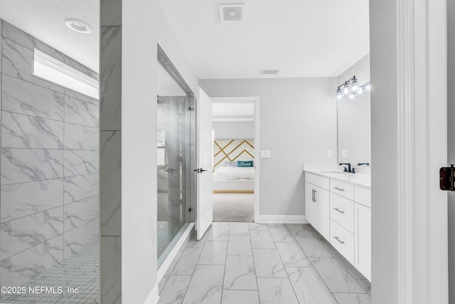 194 Napo Way, Saint Johns, FL 32259 - bathroom with marble finish floors, vanity, a tile shower, and ensuite bath