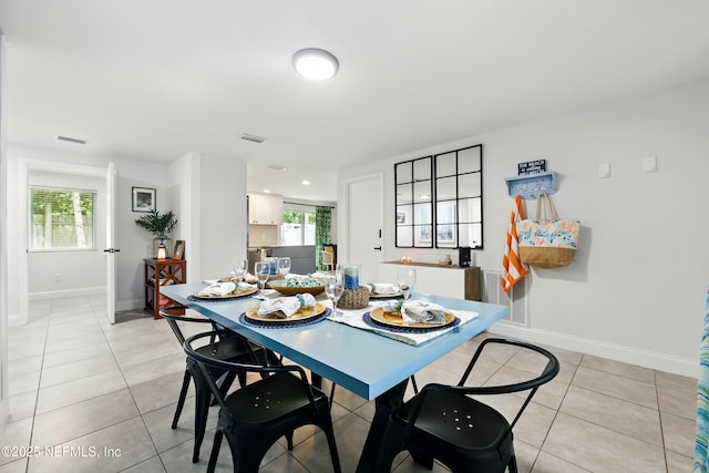 2734 Colonies Dr, Jacksonville Beach, FL 32250 - dining space featuring light tile patterned flooring, baseboards, healthy amount of natural light, and recessed lighting