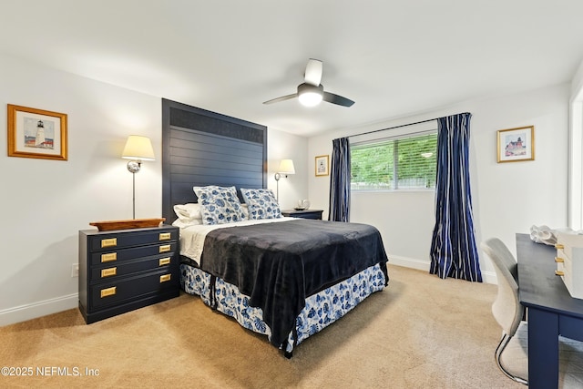 2734 Colonies Dr, Jacksonville Beach, FL 32250 - bedroom featuring light colored carpet, baseboards, and ceiling fan