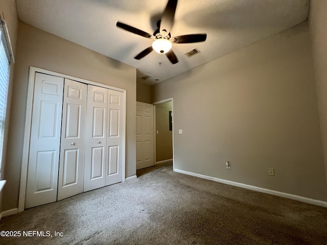 3610 Kirkpatrick Cir Unit 8, Jacksonville, FL 32210 - unfurnished bedroom with carpet floors, a closet, baseboards, and ceiling fan