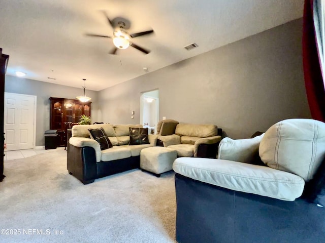 3610 Kirkpatrick Cir Unit 8, Jacksonville, FL 32210 - living room featuring light colored carpet and a ceiling fan