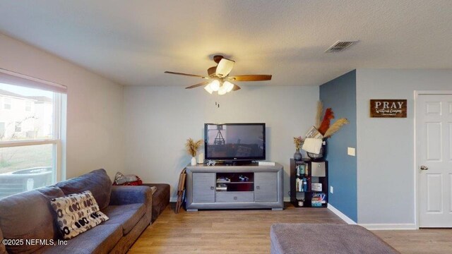 1318 Lake Shore Blvd, Jacksonville, FL 32205 - living area with wood finished floors, a ceiling fan, and baseboards