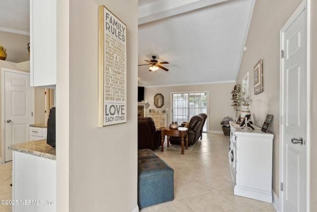 11087 Danzig Way, Jacksonville, FL 32257 - hallway featuring crown molding, light tile patterned floors, and baseboards