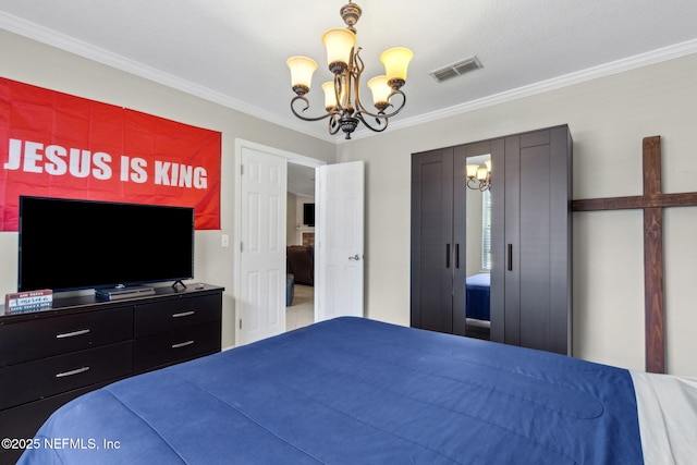11087 Danzig Way, Jacksonville, FL 32257 - bedroom with a chandelier and ornamental molding