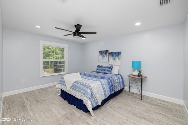 3064 Hickory Glen Dr, Jacksonville, FL 32065 - bedroom with wood finished floors, baseboards, recessed lighting, and ceiling fan