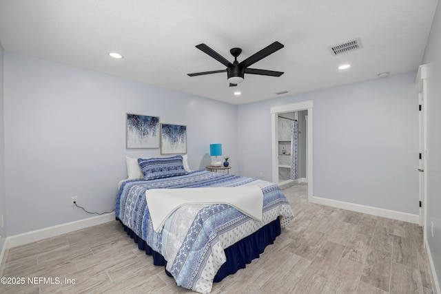 3064 Hickory Glen Dr, Jacksonville, FL 32065 - bedroom with light wood-type flooring, baseboards, ceiling fan, and recessed lighting