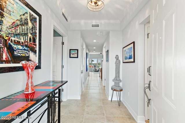 525 3rd St S Unit 513, Jacksonville Beach, FL 32250 - hall featuring light tile patterned floors and crown molding