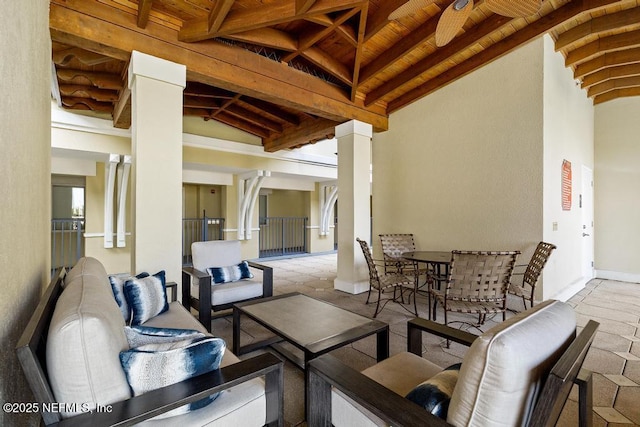 525 3rd St S Unit 513, Jacksonville Beach, FL 32250 - view of patio featuring an outdoor living space, outdoor dining area, and a ceiling fan