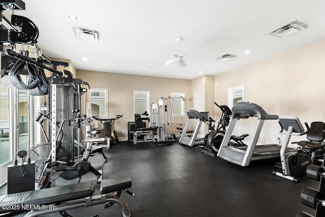 525 3rd St S Unit 513, Jacksonville Beach, FL 32250 - workout area with ceiling fan and recessed lighting