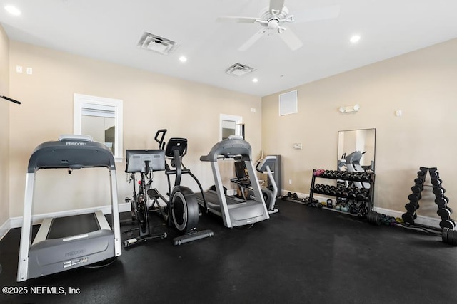 525 3rd St S Unit 513, Jacksonville Beach, FL 32250 - exercise room with a ceiling fan and recessed lighting