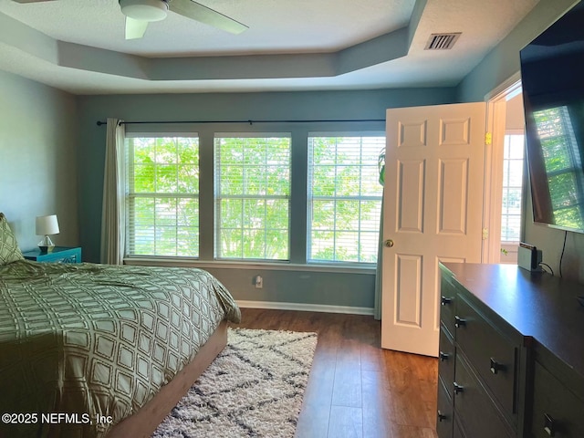 11110 Castlemain Cir S, Jacksonville, FL 32256 - bedroom with multiple windows, dark wood finished floors, and a raised ceiling