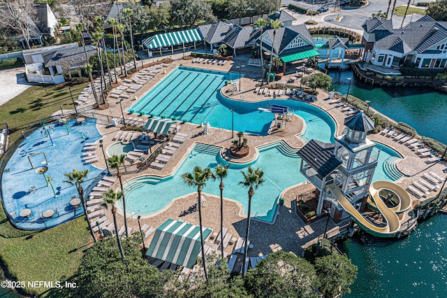 1804 Eagle Crest Dr, Fleming Island, FL 32003 - bird's eye view of a pool and a nearby body of water