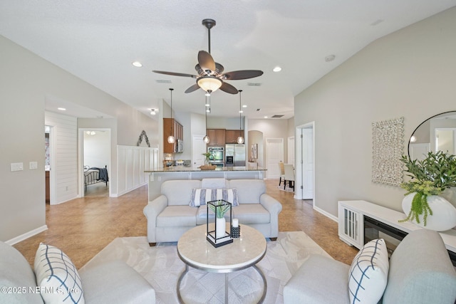 1804 Eagle Crest Dr, Fleming Island, FL 32003 - living room featuring ceiling fan, recessed lighting, and light tile patterned floors