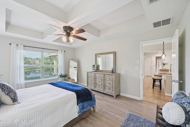 1804 Eagle Crest Dr, Fleming Island, FL 32003 - bedroom featuring light wood finished floors, coffered ceiling, and a ceiling fan