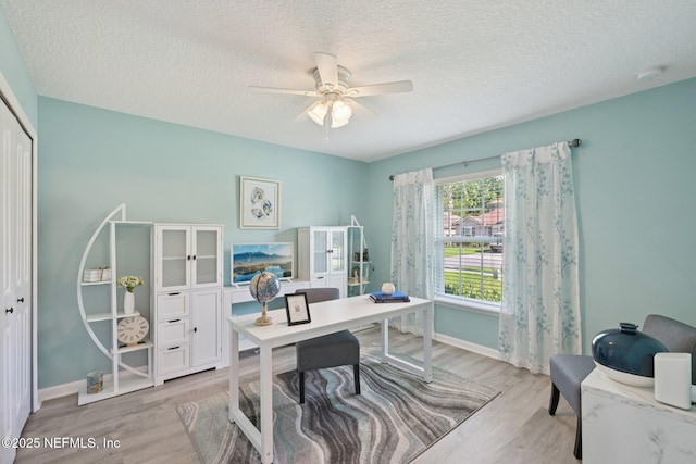 1804 Eagle Crest Dr, Fleming Island, FL 32003 - office area with light wood finished floors, a textured ceiling, and a ceiling fan