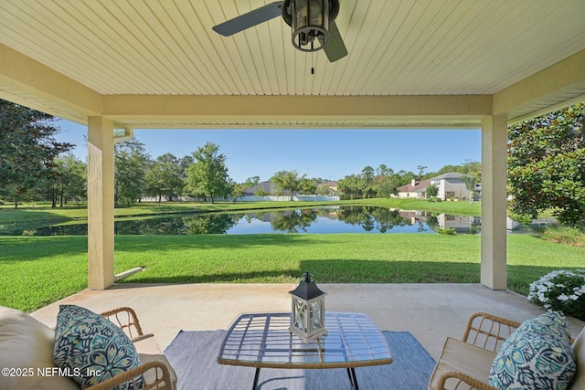 1804 Eagle Crest Dr, Fleming Island, FL 32003 - view of patio with a ceiling fan and a water view