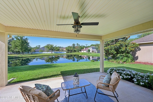 1804 Eagle Crest Dr, Fleming Island, FL 32003 - view of patio featuring a water view and ceiling fan