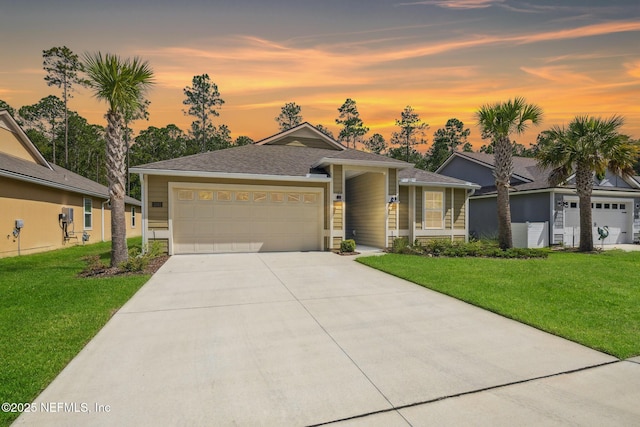 1382 Parkland Trl, Saint Augustine, FL 32095 - view of front of property with an attached garage, concrete driveway, and a front yard