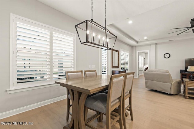 87 Tradesman Ln, Saint Johns, FL 32259 - dining room featuring light wood-style floors, healthy amount of natural light, a chandelier, a ceiling fan, and recessed lighting