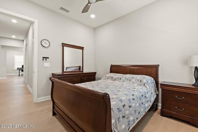 87 Tradesman Ln, Saint Johns, FL 32259 - bedroom with light wood-style flooring, recessed lighting, and a ceiling fan