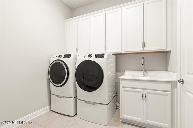 87 Tradesman Ln, Saint Johns, FL 32259 - washroom featuring cabinet space, washing machine and dryer, and light tile patterned flooring