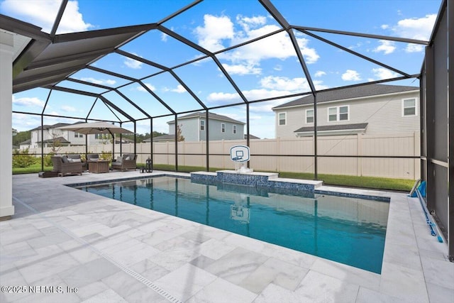 87 Tradesman Ln, Saint Johns, FL 32259 - view of pool with an outdoor living space, a patio area, a fenced backyard, and a lanai