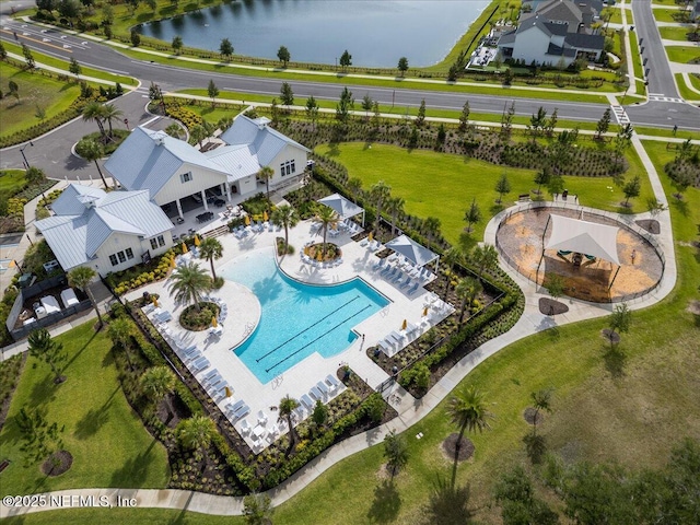 87 Tradesman Ln, Saint Johns, FL 32259 - drone / aerial view of a pool and a nearby body of water