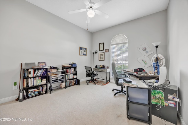 6542 Burnham Cir, Ponte Vedra Beach, FL 32082 - carpeted office featuring baseboards and ceiling fan