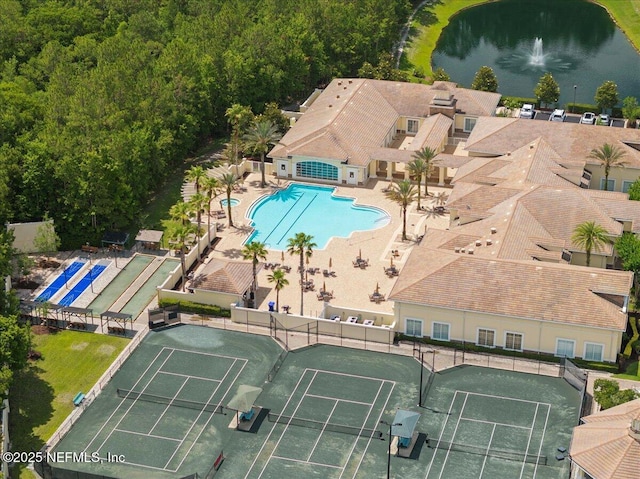 1327 Castle Pines Cir, Saint Augustine, FL 32092 - drone / aerial view of a pool and a nearby body of water